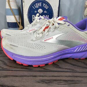 Brooks Adrenaline GTS 22 Womens White Coral Purple Shoes